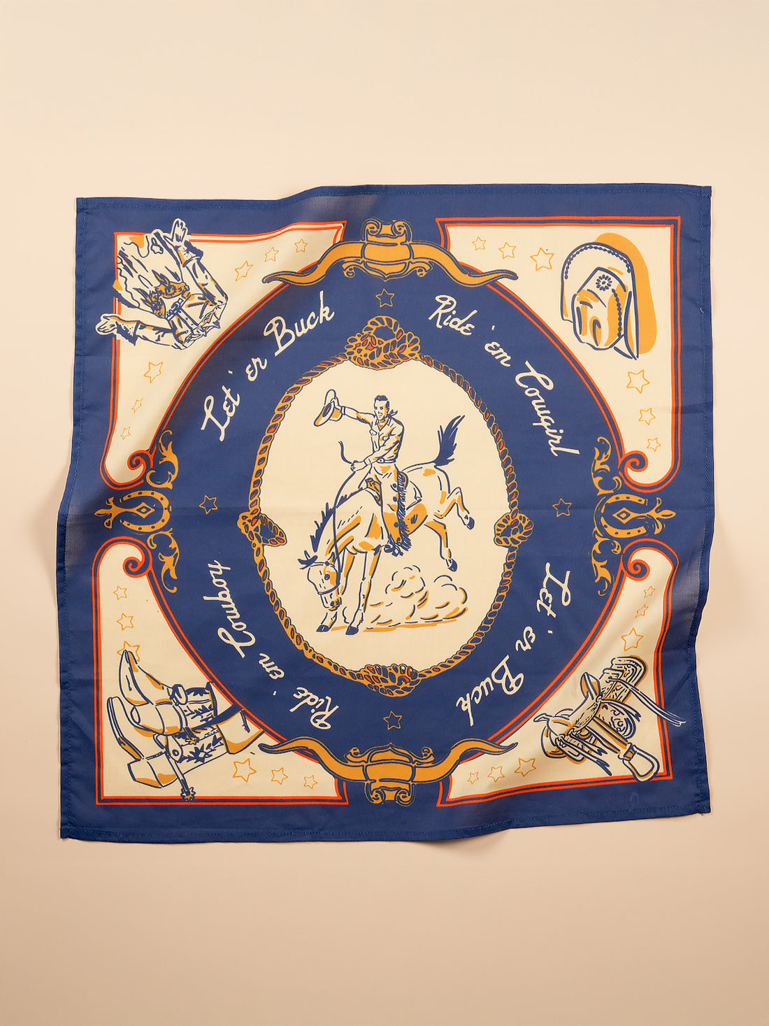 Vintage bandanas by Hankeys, Western style bandana headbands or dog bandanas. This premium cotton bandana is perfect for hiking, ranching, and everyday adventure. Retro hand-drawn designs are the perfect accessories.